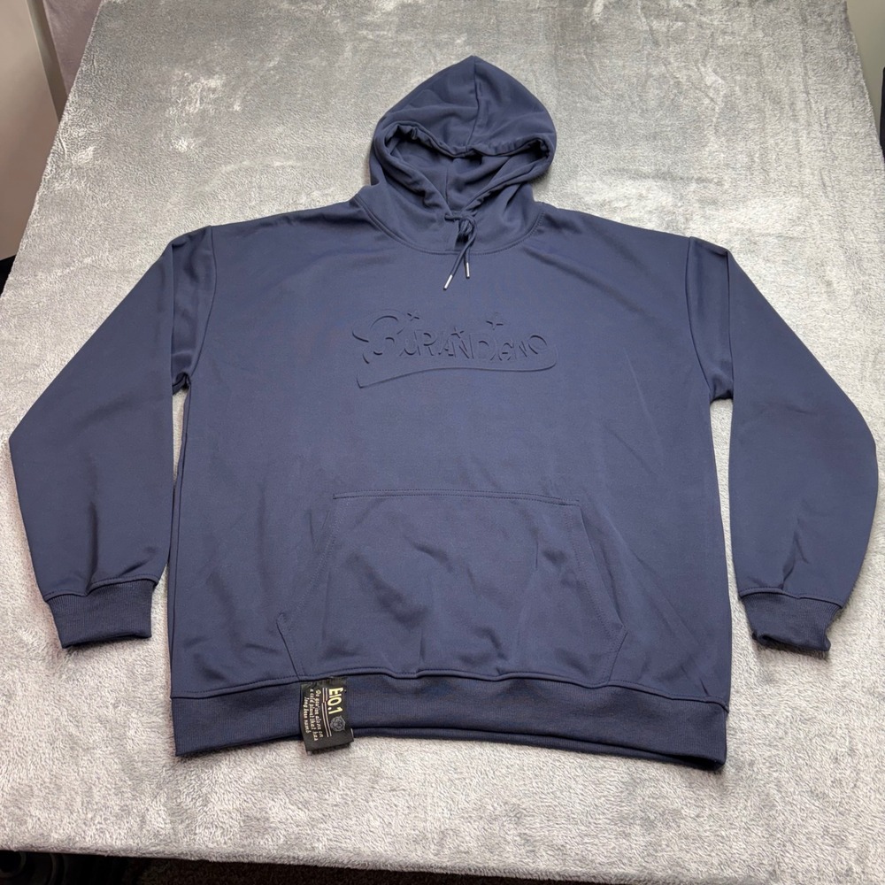 Burandoeno Hoodie Mens‎ 2XL Navy Blue Excellent Embossed Graphic Streetwear 442